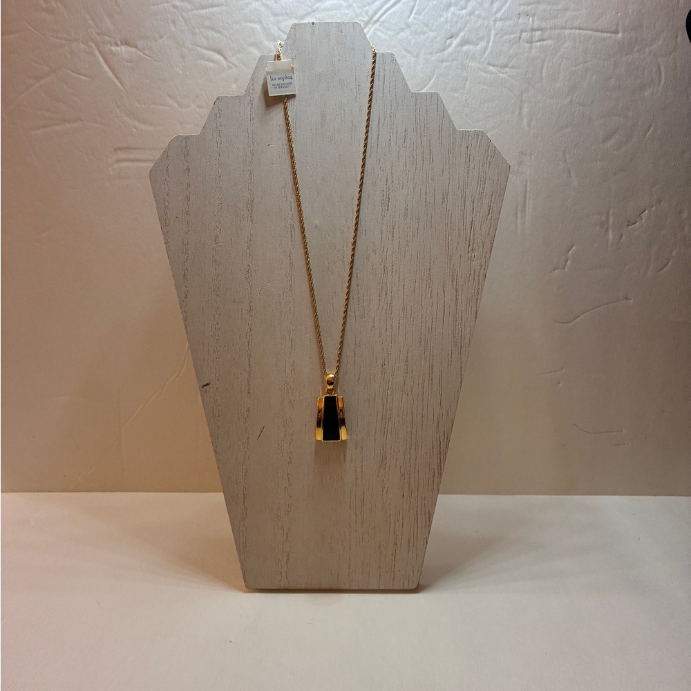 Retired Lia Sophia Black Enamel & Gold And Tone Accents  18” Inches Lot# 42